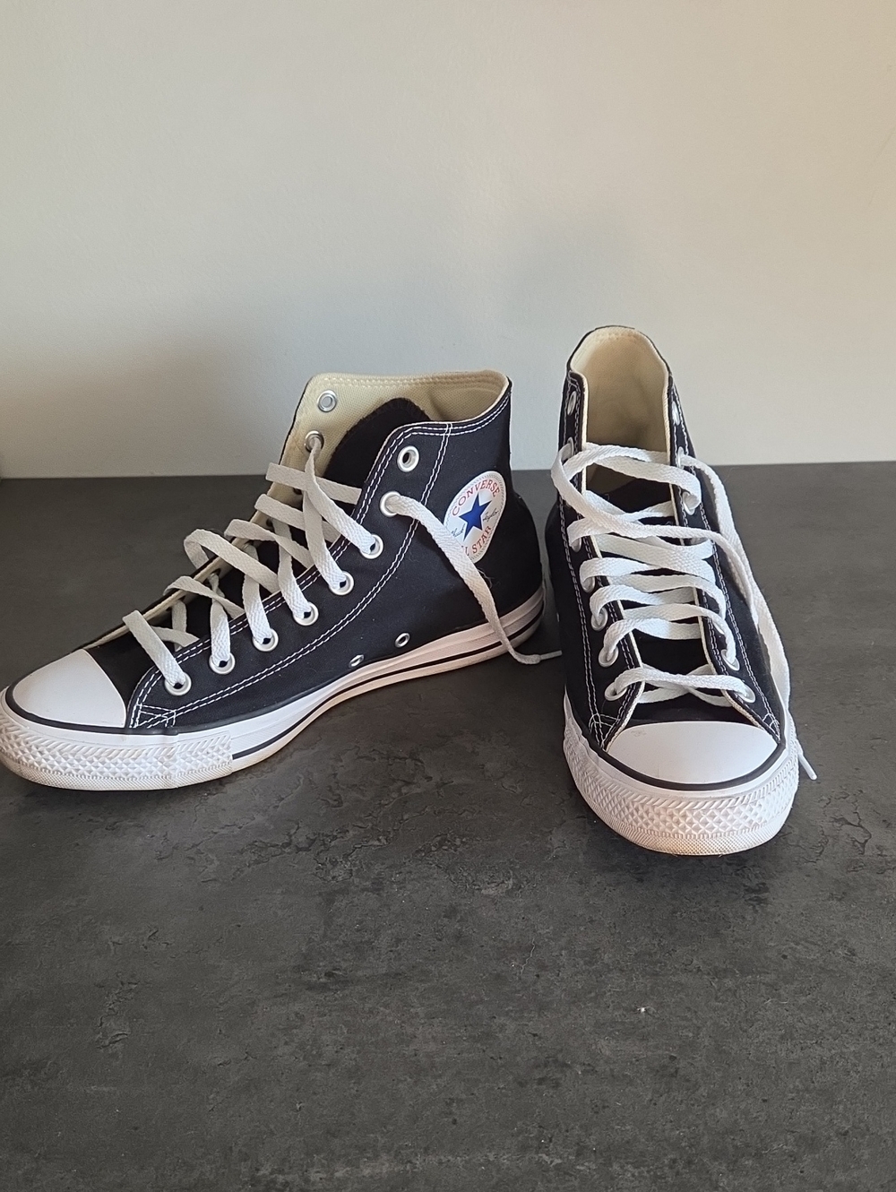 Converse High Top Sneakers - Black and White, 8.5 Mens/10.5 Women